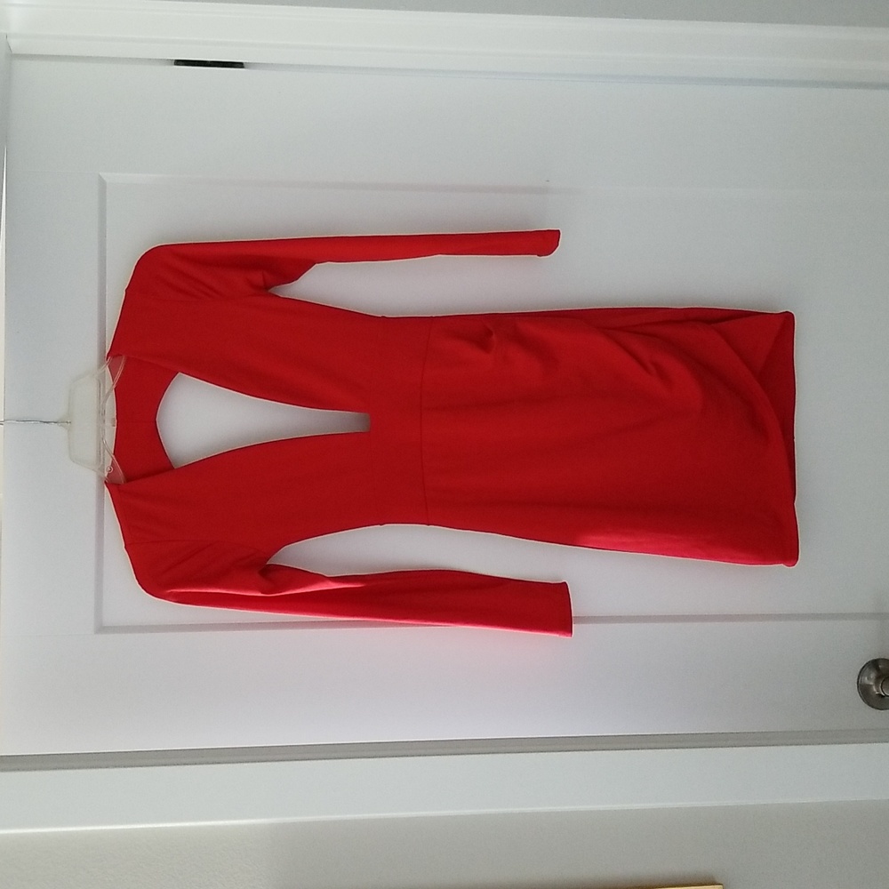 Yoins Yours Inspiration Long Sleeve Open Back Red Dress Size S